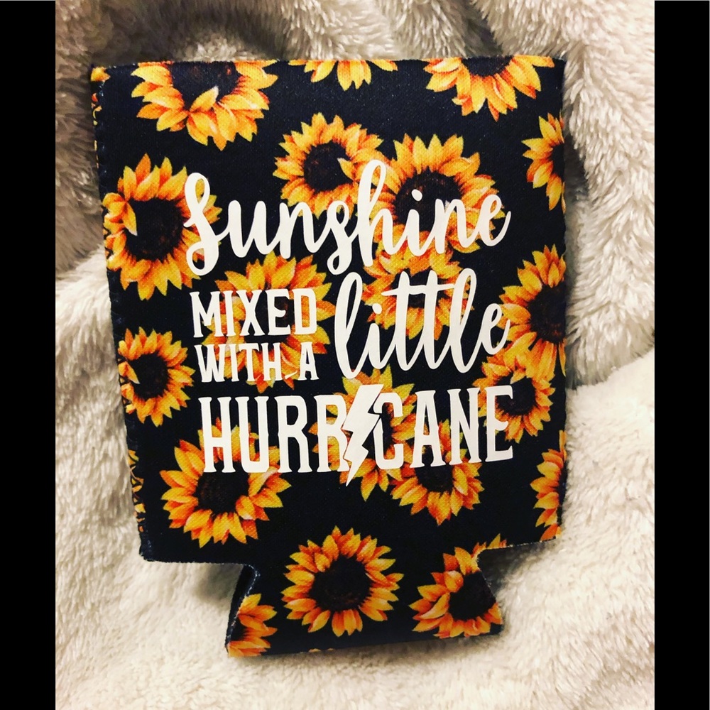 NWT Sunflower Can Coozie with Vinyl Phrase